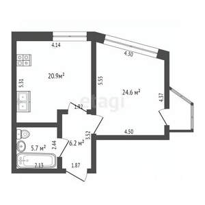 2-к квартира, вторичка, 48м2, 3/14 этаж