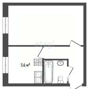 1-к квартира, вторичка, 29м2, 1/4 этаж