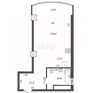 Студия квартира, вторичка, 38м2, 4/15 этаж