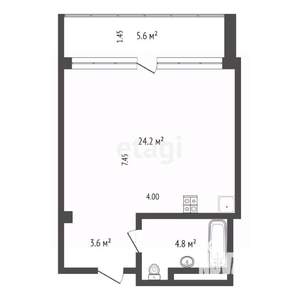 Студия квартира, вторичка, 38м2, 5/8 этаж