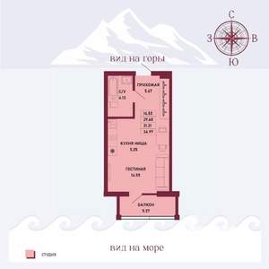 Студия квартира, вторичка, 31м2, 2/16 этаж
