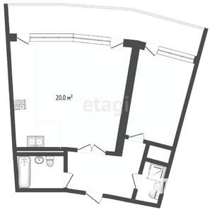 1-к квартира, вторичка, 93м2, 3/12 этаж