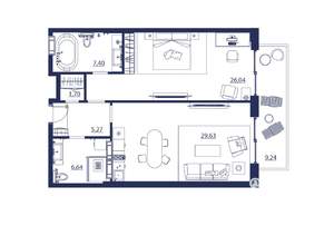 2-к квартира, вторичка, 86м2, 6/8 этаж