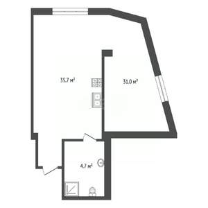 1-к квартира, вторичка, 36м2, 1/8 этаж