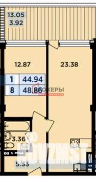 2-к квартира, вторичка, 49м2, 2/8 этаж