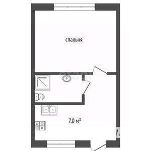 1-к квартира, вторичка, 30м2, 1/2 этаж