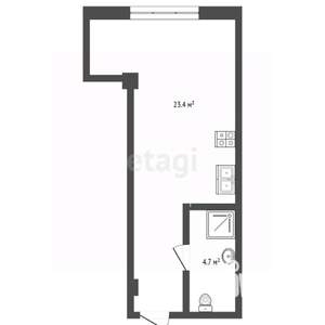 Студия квартира, вторичка, 29м2, 5/8 этаж