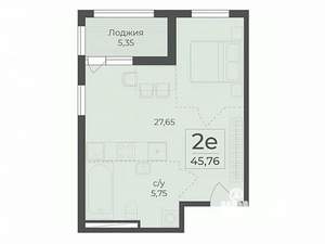 Студия квартира, вторичка, 46м2, 6/15 этаж