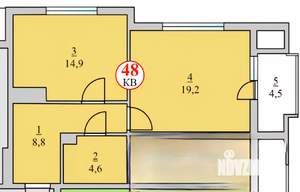 1-к квартира, вторичка, 52м2, 7/8 этаж