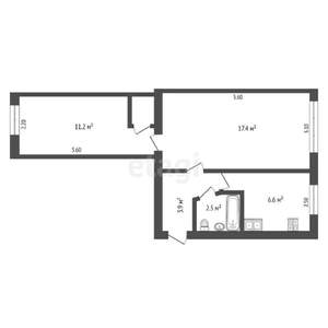 2-к квартира, вторичка, 43м2, 1/4 этаж