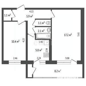 2-к квартира, вторичка, 47м2, 2/5 этаж