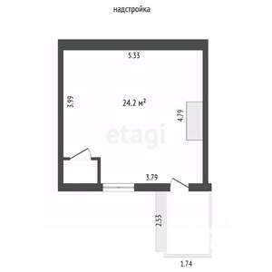 2-к квартира, вторичка, 53м2, 1/2 этаж