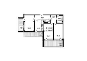 3-к квартира, вторичка, 90м2, 6/8 этаж
