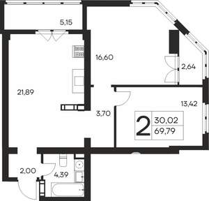 2-к квартира, вторичка, 72м2, 15/19 этаж