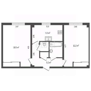 2-к квартира, вторичка, 40м2, 8/12 этаж