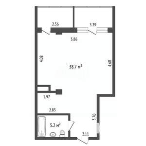 2-к квартира, вторичка, 55м2, 6/6 этаж
