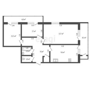3-к квартира, вторичка, 75м2, 1/12 этаж