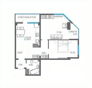 2-к квартира, вторичка, 64м2, 12/17 этаж