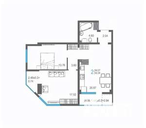 2-к квартира, вторичка, 64м2, 12/17 этаж