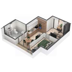 1-к квартира, строящийся дом, 40м2, 5/7 этаж