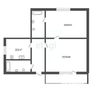 2-к квартира, вторичка, 28м2, 2/2 этаж