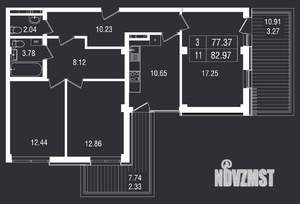 3-к квартира, вторичка, 83м2, 3/8 этаж