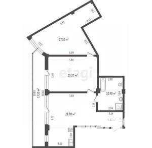 2-к квартира, вторичка, 97м2, 5/13 этаж