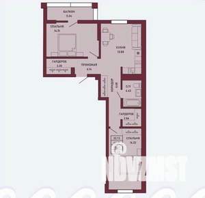 2-к квартира, вторичка, 71м2, 7/16 этаж