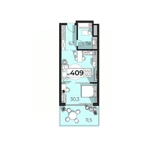 2-к квартира, строящийся дом, 56м2, 4/6 этаж