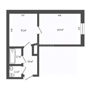 2-к квартира, вторичка, 32м2, 1/2 этаж
