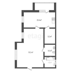 1-к квартира, вторичка, 75м2, 2/6 этаж