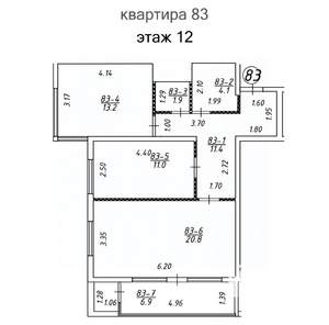 2-к квартира, вторичка, 69м2, 12/16 этаж