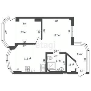 2-к квартира, вторичка, 44м2, 4/9 этаж