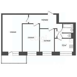 3-к квартира, вторичка, 82м2, 2/9 этаж
