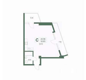 Студия квартира, вторичка, 56м2, 4/9 этаж