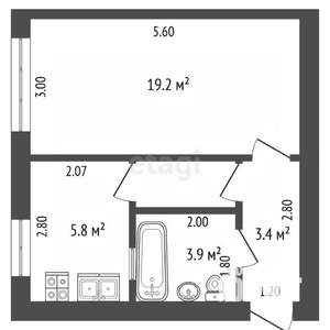 1-к квартира, вторичка, 32м2, 1/4 этаж