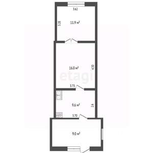 2-к квартира, вторичка, 47м2, 1/1 этаж