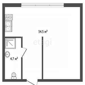 Студия квартира, вторичка, 39м2, 2/8 этаж