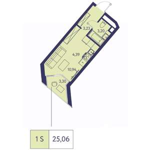 1-к квартира, вторичка, 25м2, 13/23 этаж