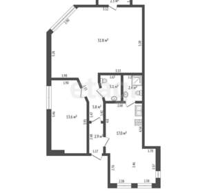3-к квартира, вторичка, 90м2, 3/3 этаж