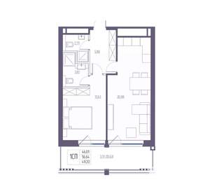 1-к квартира, вторичка, 57м2, 1/8 этаж