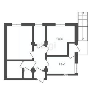 2-к квартира, вторичка, 58м2, 2/2 этаж