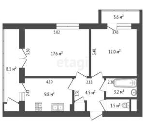 2-к квартира, вторичка, 58м2, 6/12 этаж