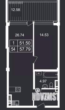 1-к квартира, вторичка, 58м2, 4/8 этаж