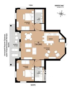 3-к квартира, вторичка, 134м2, 6/8 этаж