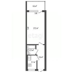 1-к квартира, вторичка, 35м2, 2/5 этаж