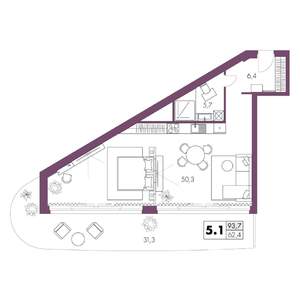 2-к квартира, строящийся дом, 94м2, 5/6 этаж