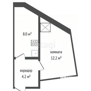1-к квартира, вторичка, 24м2, 1/1 этаж