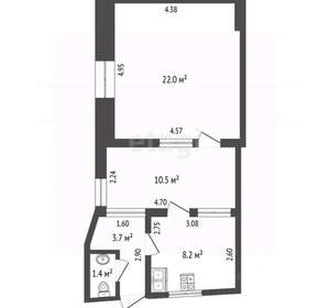 2-к квартира, вторичка, 46м2, 1/1 этаж