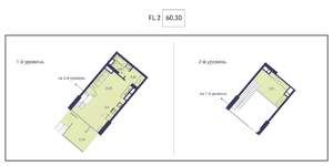 2-к квартира, строящийся дом, 60м2, 1/20 этаж